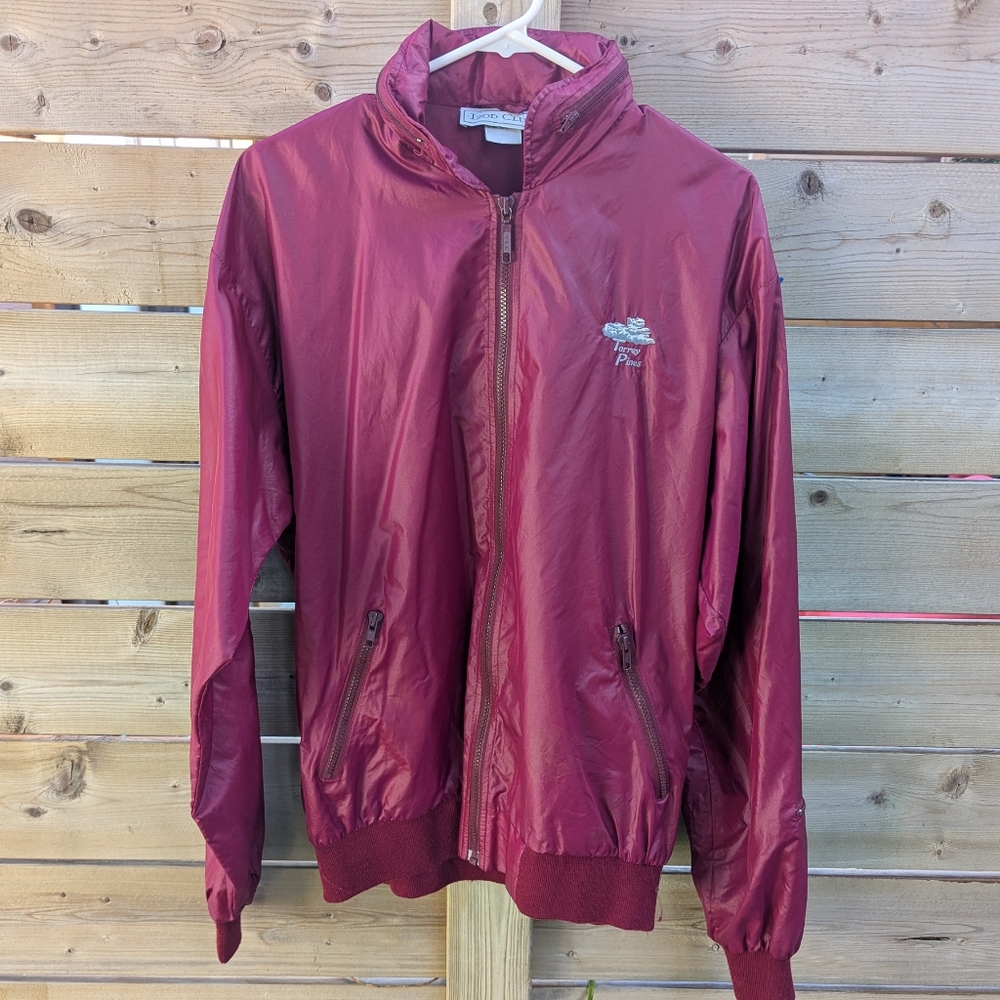 Vintage Izod Club Torrey Pines Golf Jacket – Maroon Nylon Zip Hood – Size M